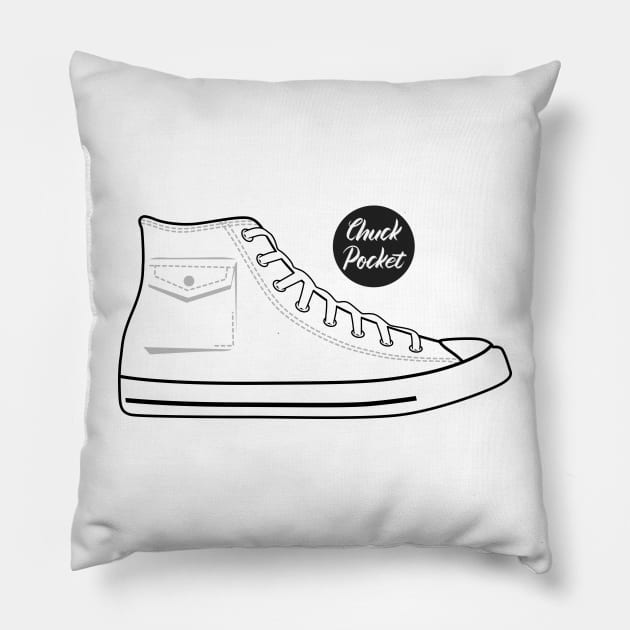 Shoe chuck pocket white Pillow by creative.z