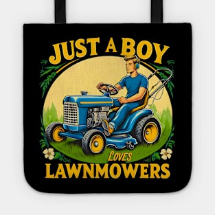 Kids Just A Boy Who Loves LawnMowers Funny Lawn Mowers Lover Toddler Tote