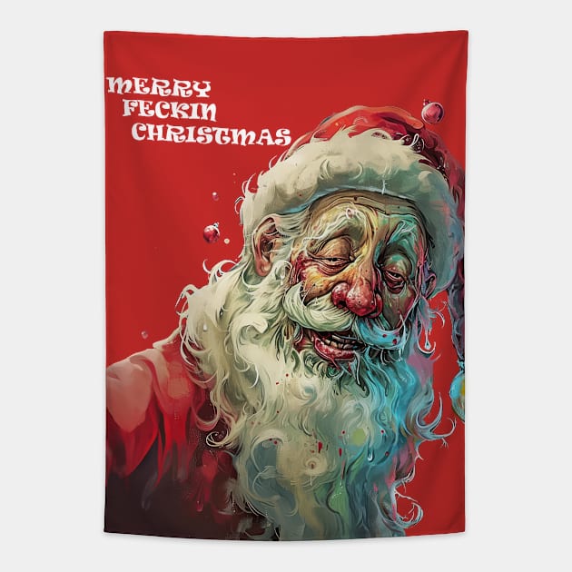 Drunk Santa Tapestry by TooplesArt