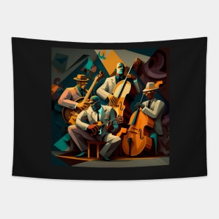 Abstract Art - men playing JAZZ Tapestry