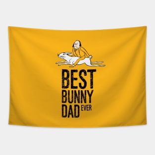 Best Bunny Dad Ever With Man Riding Rabbit Edward Lear Vintage Illustration Tapestry