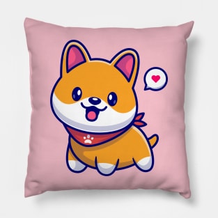 Cute Shiba Inu Smiling Cartoon Pillow