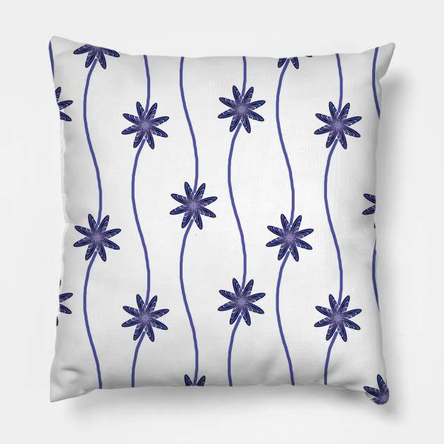 Blue Floral Pattern Pillow by FloralPatterns