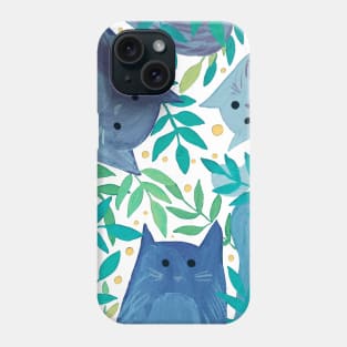 Cats and branches - blue Phone Case