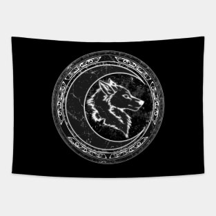 Celtic Wolf and Moon Tapestry