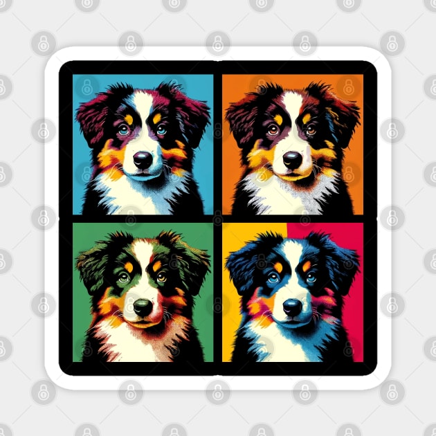 Pop Retro Australian Shepherd - Cute Puppy Magnet by PawPopArt