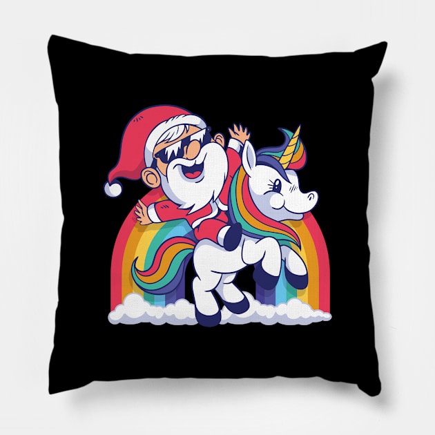 CUTE SANTA UNICORN Pillow by madeinchorley