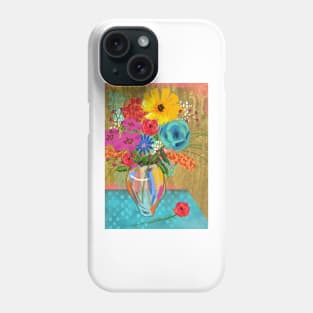 Bright bouquet of flowers in glass vase Phone Case