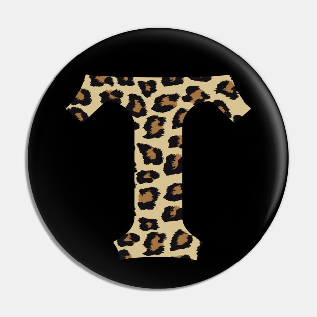 Letter T Leopard Cheetah Monogram Initial Pin by squeakyricardo