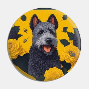 Рumi dog. Style vector (yellow version 2 pumi dog) Pin