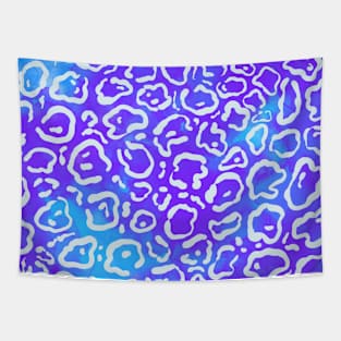 Blue and Purple Watercolor wild cat pattern Tapestry