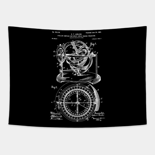 Nautical Compass Patent 1902 Nautical Steering Tapestry by Anodyle