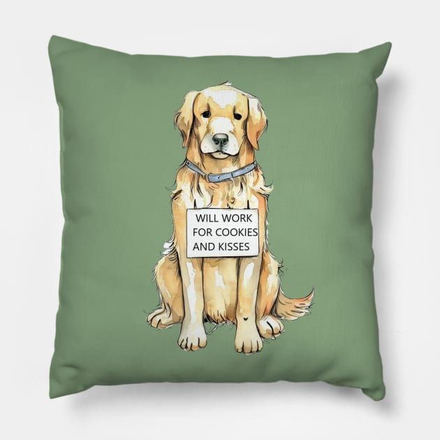 Cookies & Kisses Golden Retriever Pillow by ZogDog Pro