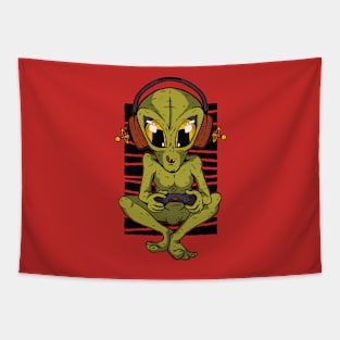 Alien Player Funny Present Present Idea with Space Headset Tapestry