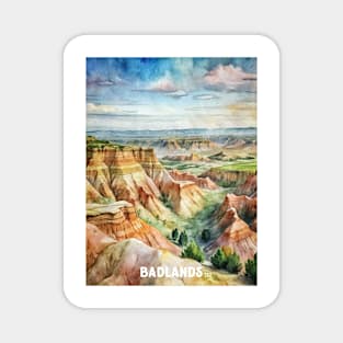 Badlands National Park Watercolor Painting Magnet