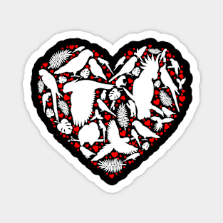 Parrots Bird Heart Love Magnet