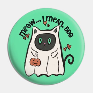 Meow I Mean Boo Cat Halloween Costume Pin