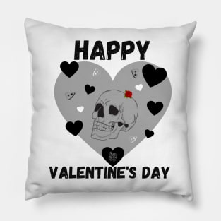 Gothic valentines day skull and heart Pillow