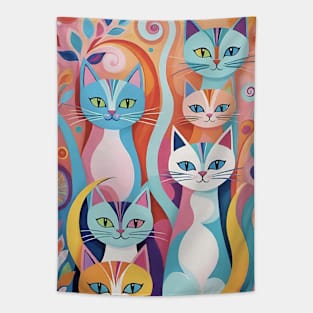 Whisker Whirlwind: Abstract Cat's Colorful Dance Tapestry