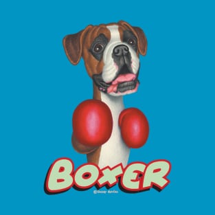 Cute Boxer Dog  wearing Boxing Gloves T-Shirt