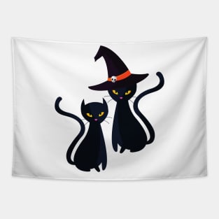 Cute Halloween Black Cats with Hat Autumn Fall Cat Lover Tapestry