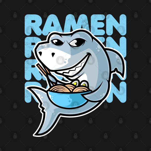 Shark Ramen Bowl Kawaii Neko Anime Japanese Noodles graphic by theodoros20