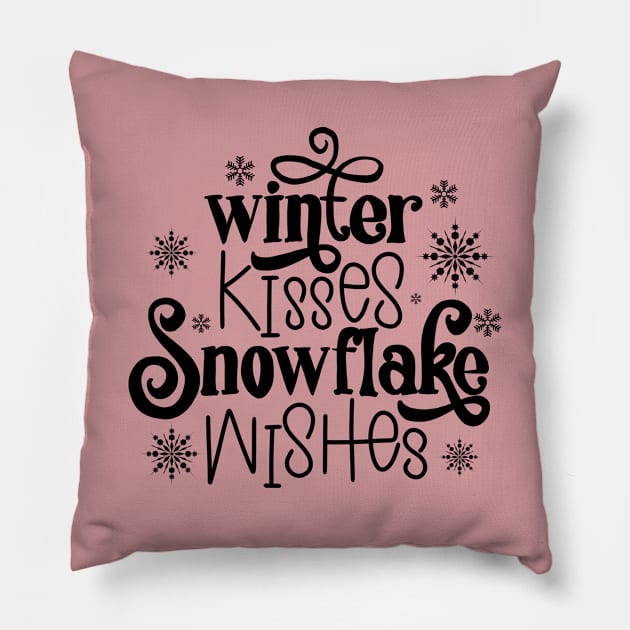 Winter kisses, snowflake wishes 1. Pillow by Miruna Mares