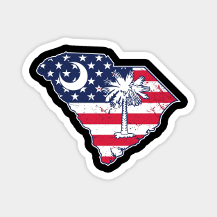 South Carolina Palmetto State - USA Flag Vintage Patriotic Design Magnet