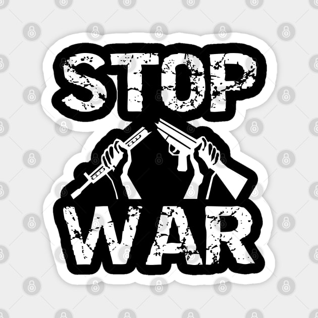 Stop War Broken Gun - White Design for Peace Loving People Magnet by DefyTee