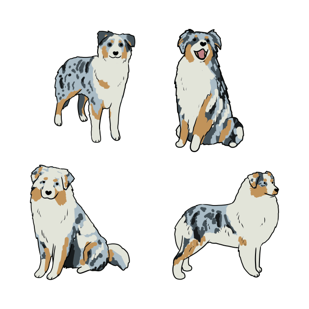 australian shepherd illustration pack by Mayarart