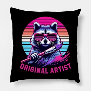 Raccoon artist Pillow