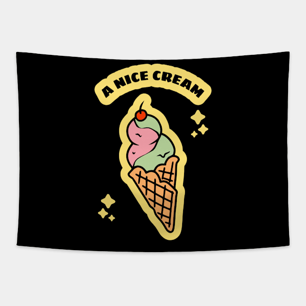 A Nice Cream - Art and Drawing for Foodies that Love Ice Cream Tapestry by LetShirtSay