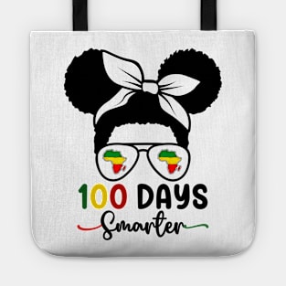 100 Days Smarter teacher Girls Messy Bun Black History Month Tote