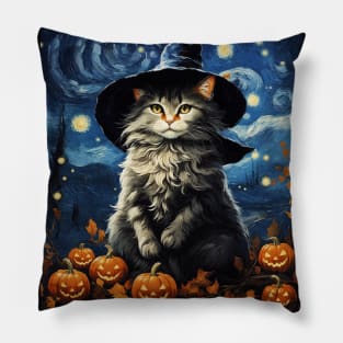 The Witch Cat Van Night Pillow