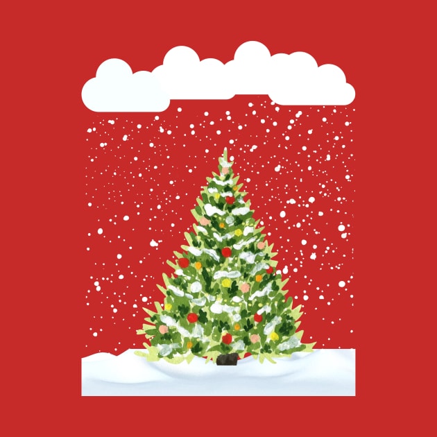 Christmas tree snowing outdoor Christmas tree in snowstorm snow lover by Artstastic