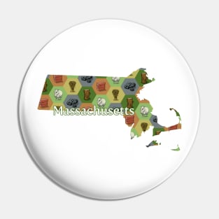 Massachusetts State Map Board Games Pin