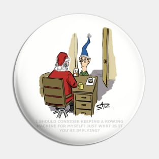 Funny Santa and Elf cartoon Pin