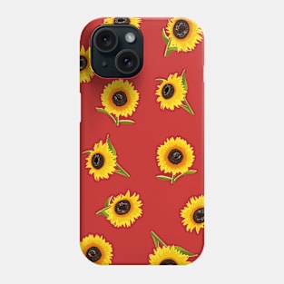 90’s Sunflower Pack Pattern on Red Phone Case