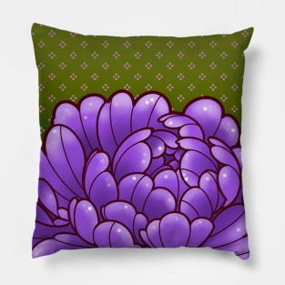 purple peony with nostalgic 80s wallpaper background Pillow