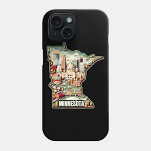 Vintage Minnesota USA State Map Illustration. Phone Case