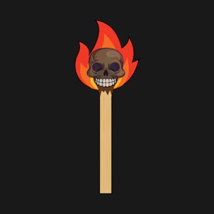 Fire burning stick with skull face T-Shirt