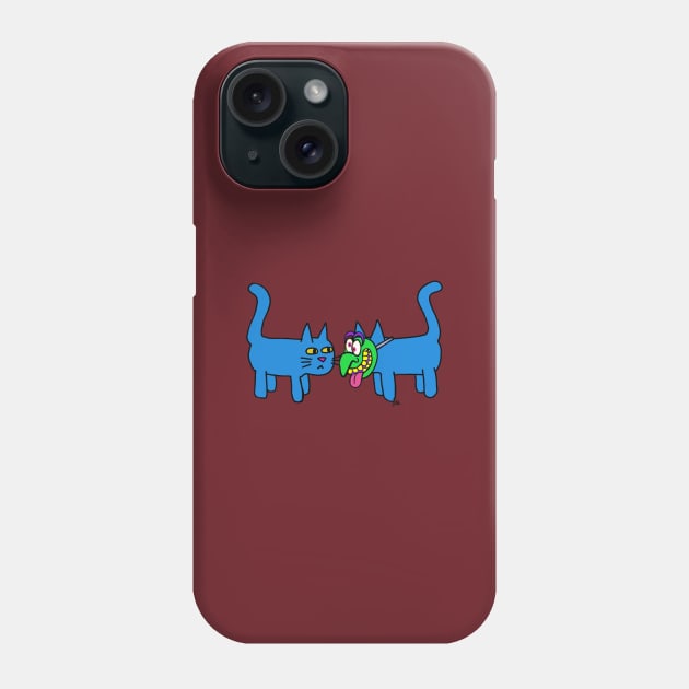 two cats and a mask Phone Case by wolfmanjaq