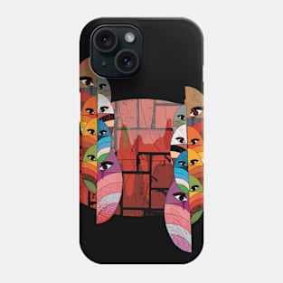 Colorful eyes and face geometric shapes Phone Case