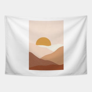 Abstract Bohemian Sunset Painting 7, Abstract Mountains Illustration Tapestry