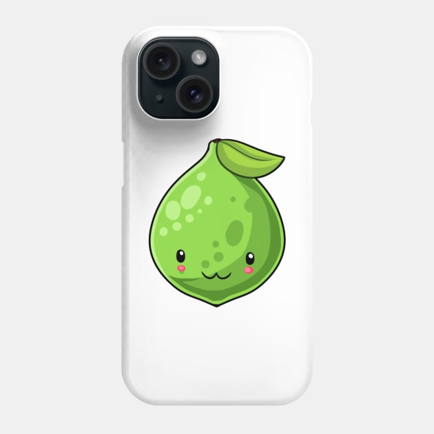 Kawaii lime fruit Phone Case by Japanese Designs