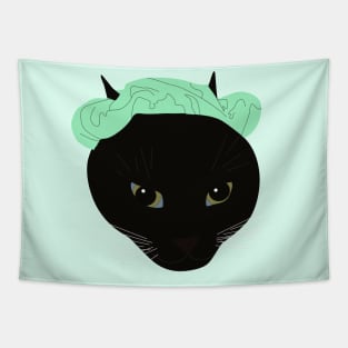 Green Scrunchy Cat Tapestry