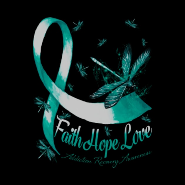 Faith Hope Love Addiction Recovery Awareness Dragonfly by KaelaGusikowski