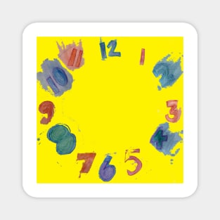 Yellow Clock with Numbers, watercolor Magnet