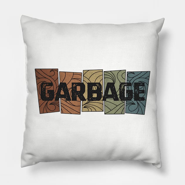 Garbage - Retro Pattern Pillow by besomethingelse