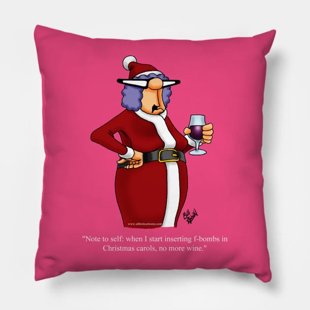 Funny Spectickles Christmas Wine Cartoon Pillow by abbottcartoons